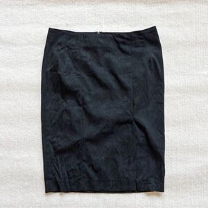Bebe Women Vintage Retro Pattern Black Midi Pencil Skirt Zipper Business Casual